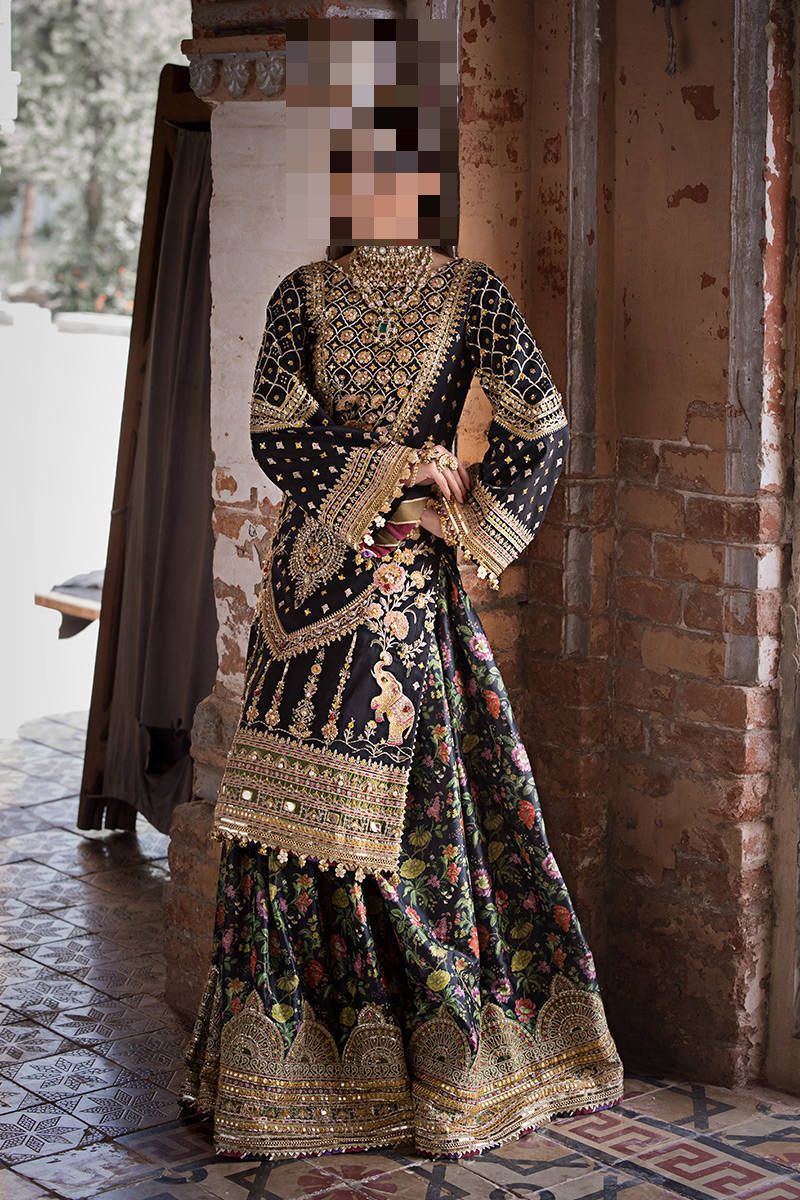 Fatima’s Black Multicolor Floral Party Dress