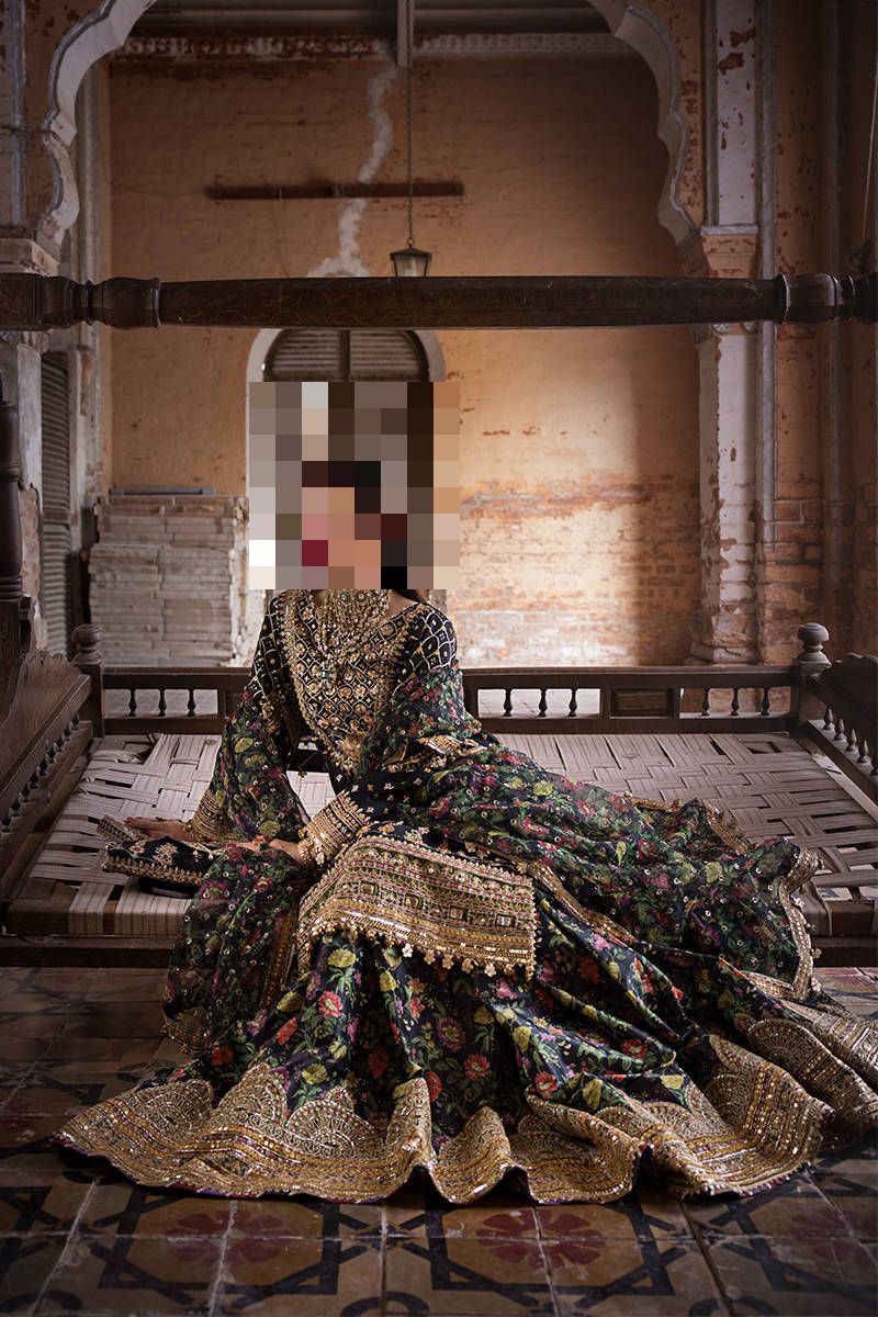 Fatima’s Black Multicolor Floral Party Dress