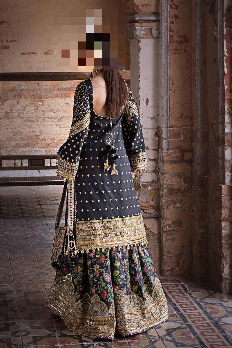 Fatima’s Black Multicolor Floral Party Dress