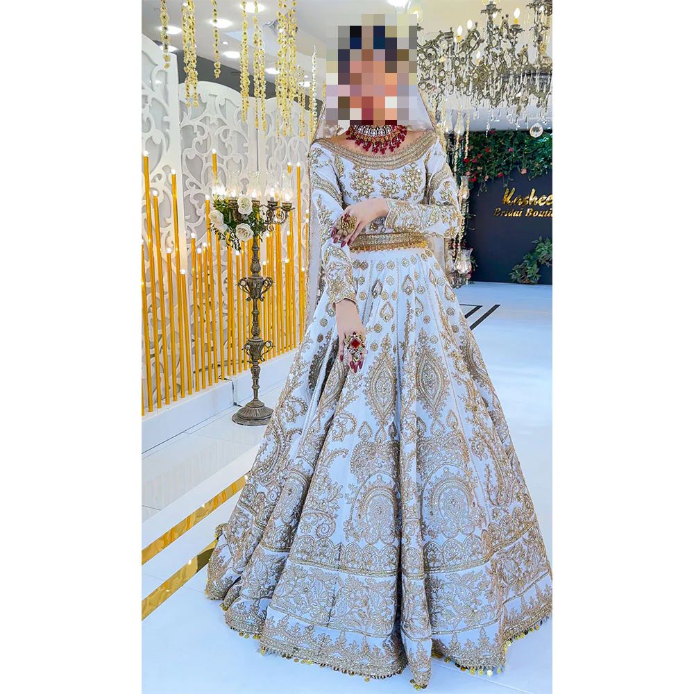 Fatima’s Charcoal Grey & Antique Silver Wedding Dress