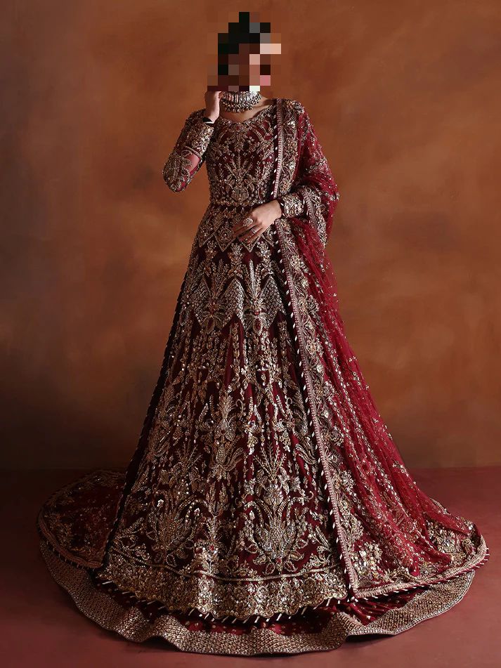 Fatima’s Classic Burgundy Red Bridal Dress
