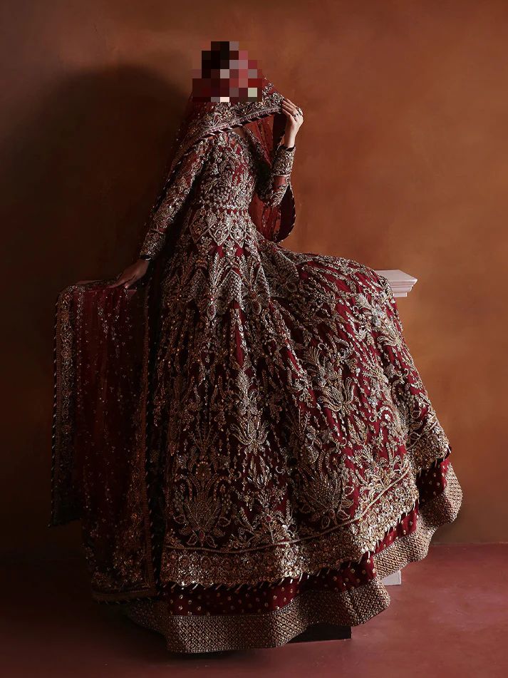 Fatima’s Classic Burgundy Red Bridal Dress