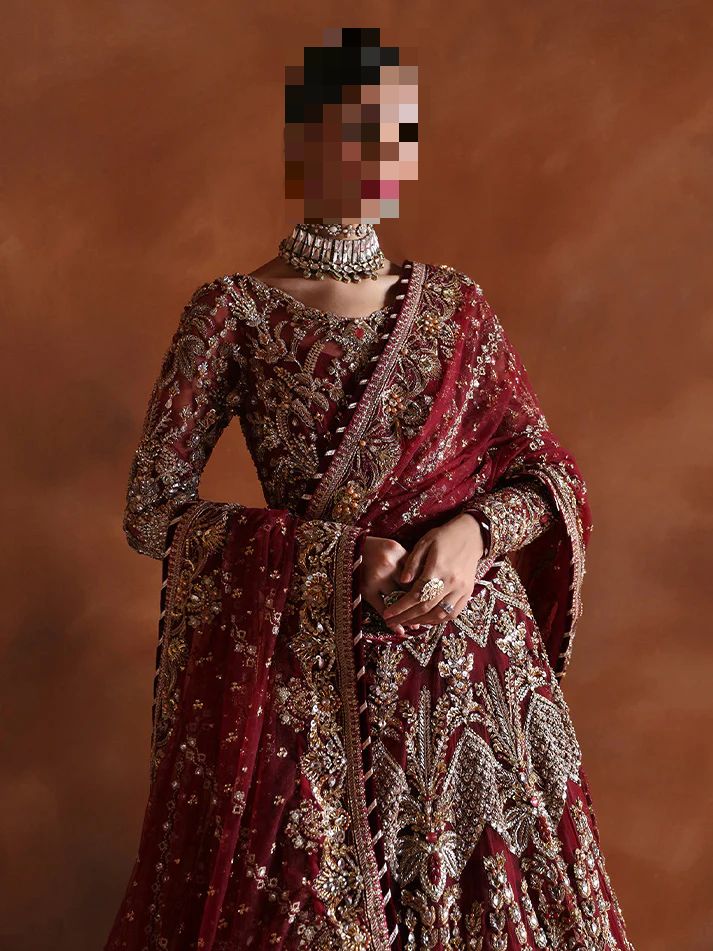 Fatima’s Classic Burgundy Red Bridal Dress