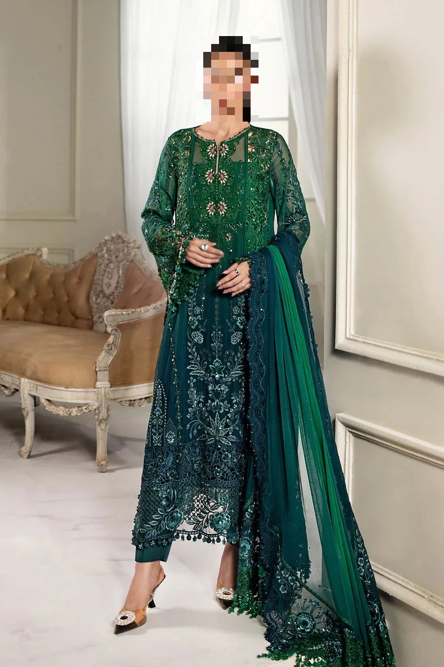 Fatima’s Deep Jade Evening Party Dress