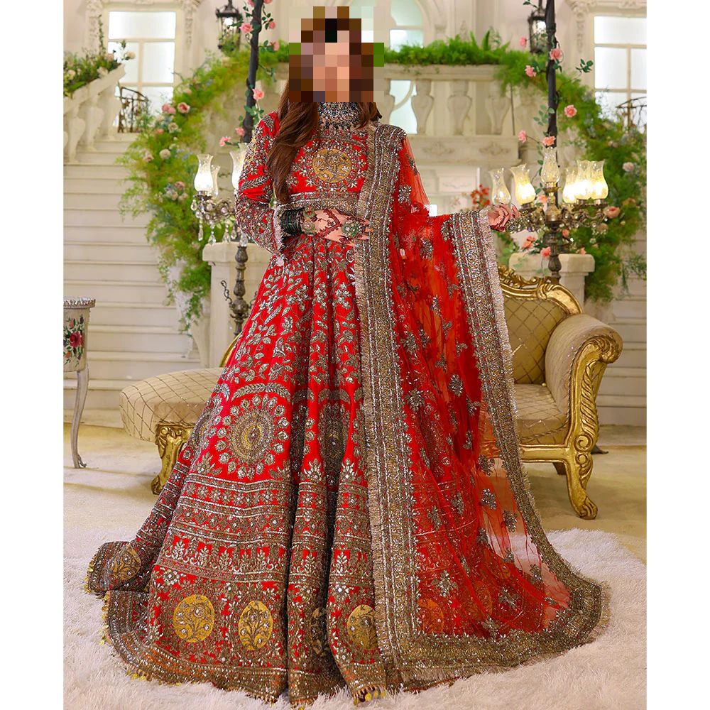 Fatima’s Ruby Red & Antique Gold Wedding Dress