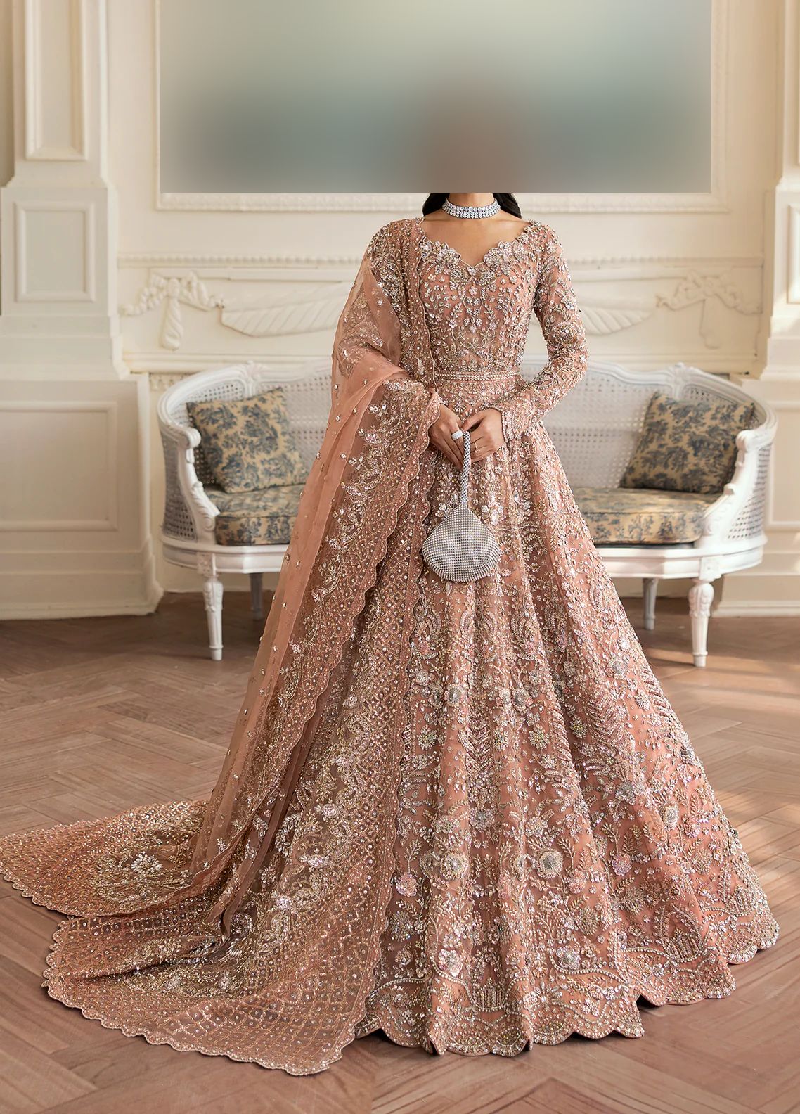 Fatima’s Elegant Peachy Nude Bridal Dress