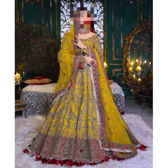 Fatima’s Emerald Blue & Antique Gold Wedding Dress
