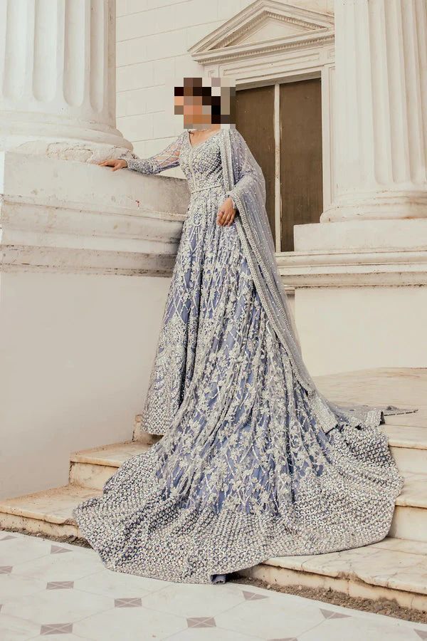 Fatima’s Enchanting Smoky Blue Party Dress