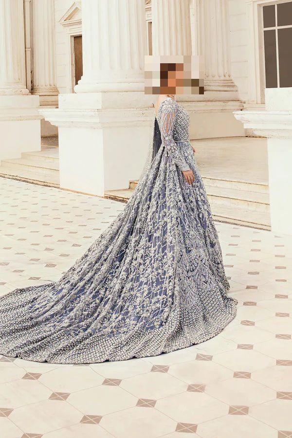Fatima’s Enchanting Smoky Blue Party Dress