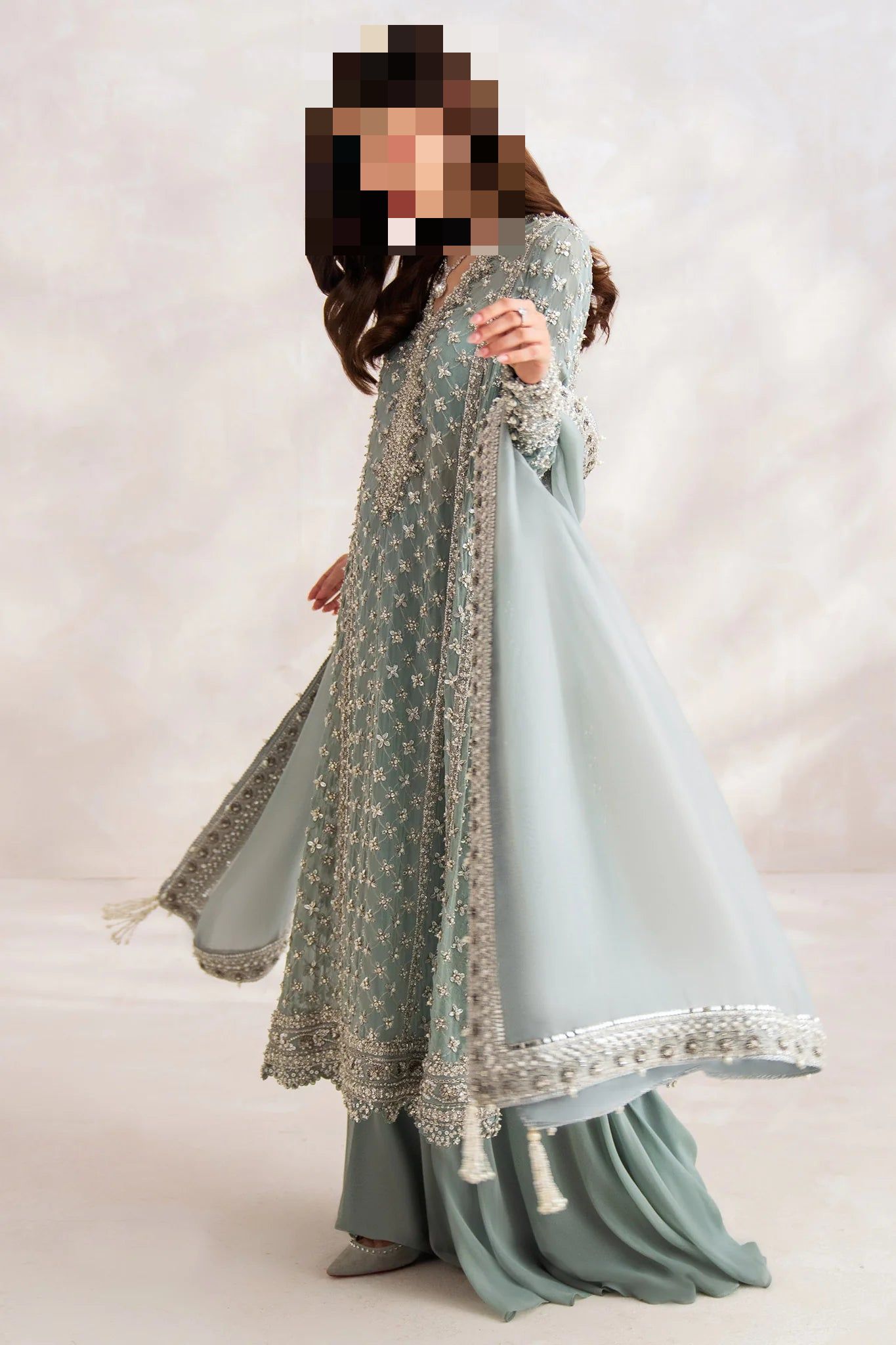 Fatima’s Glamorous Mint Green Party Dress
