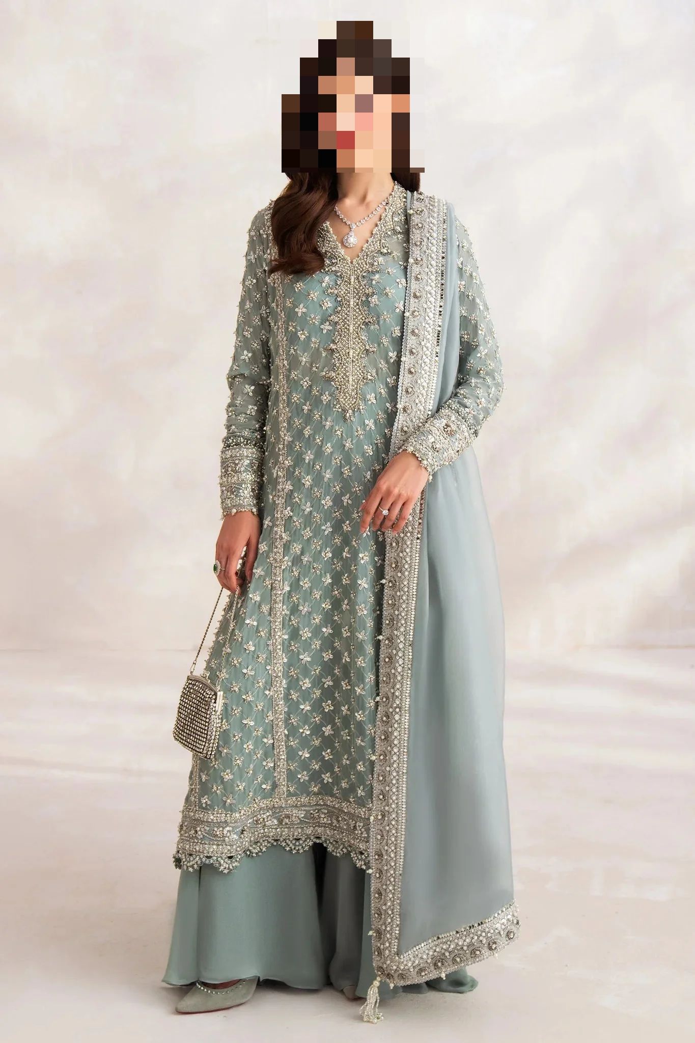 Fatima’s Glamorous Mint Green Party Dress
