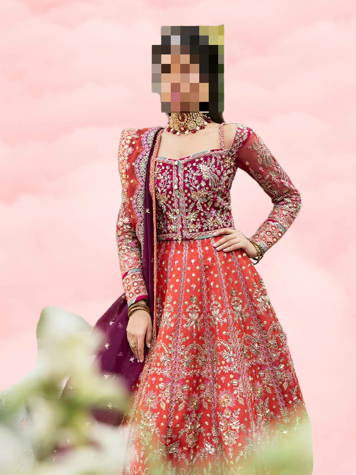 Fatima’s Grand Vermilion & Deep Plum Wedding Dress