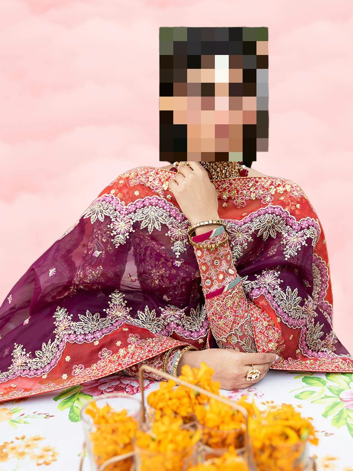 Fatima’s Grand Vermilion & Deep Plum Wedding Dress