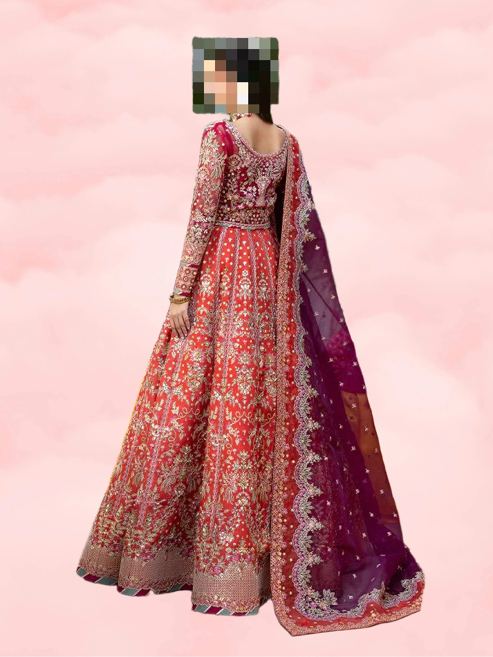 Fatima’s Grand Vermilion & Deep Plum Wedding Dress
