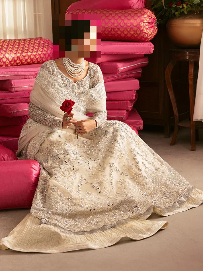 Fatima’s Ivory Embroidered Wedding Wear Dress