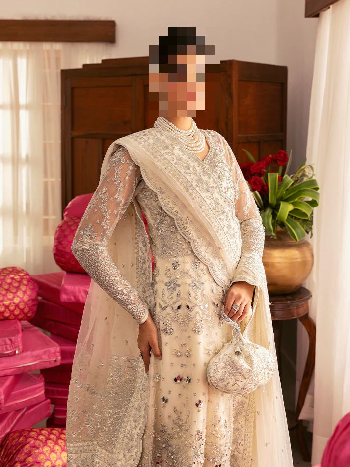 Fatima’s Ivory Embroidered Wedding Wear Dress
