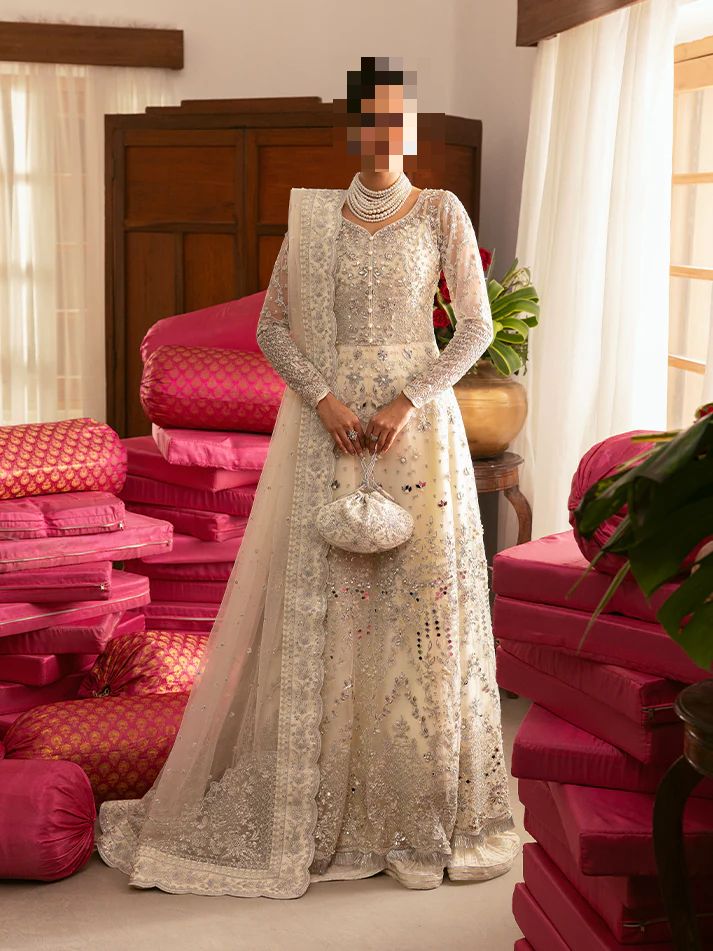 Fatima’s Ivory Embroidered Wedding Wear Dress