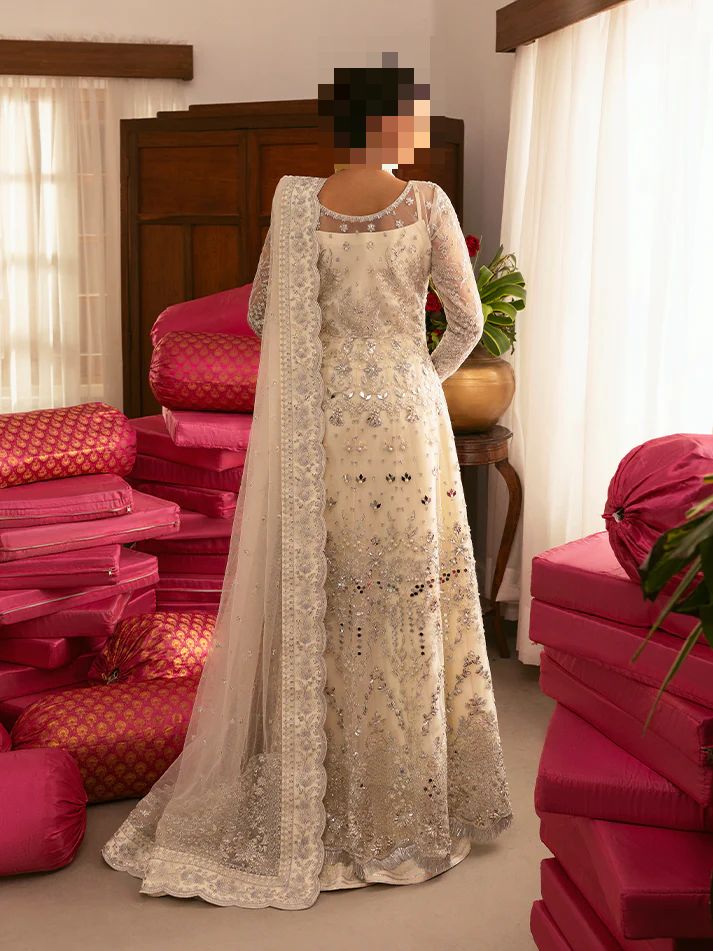 Fatima’s Ivory Embroidered Wedding Wear Dress