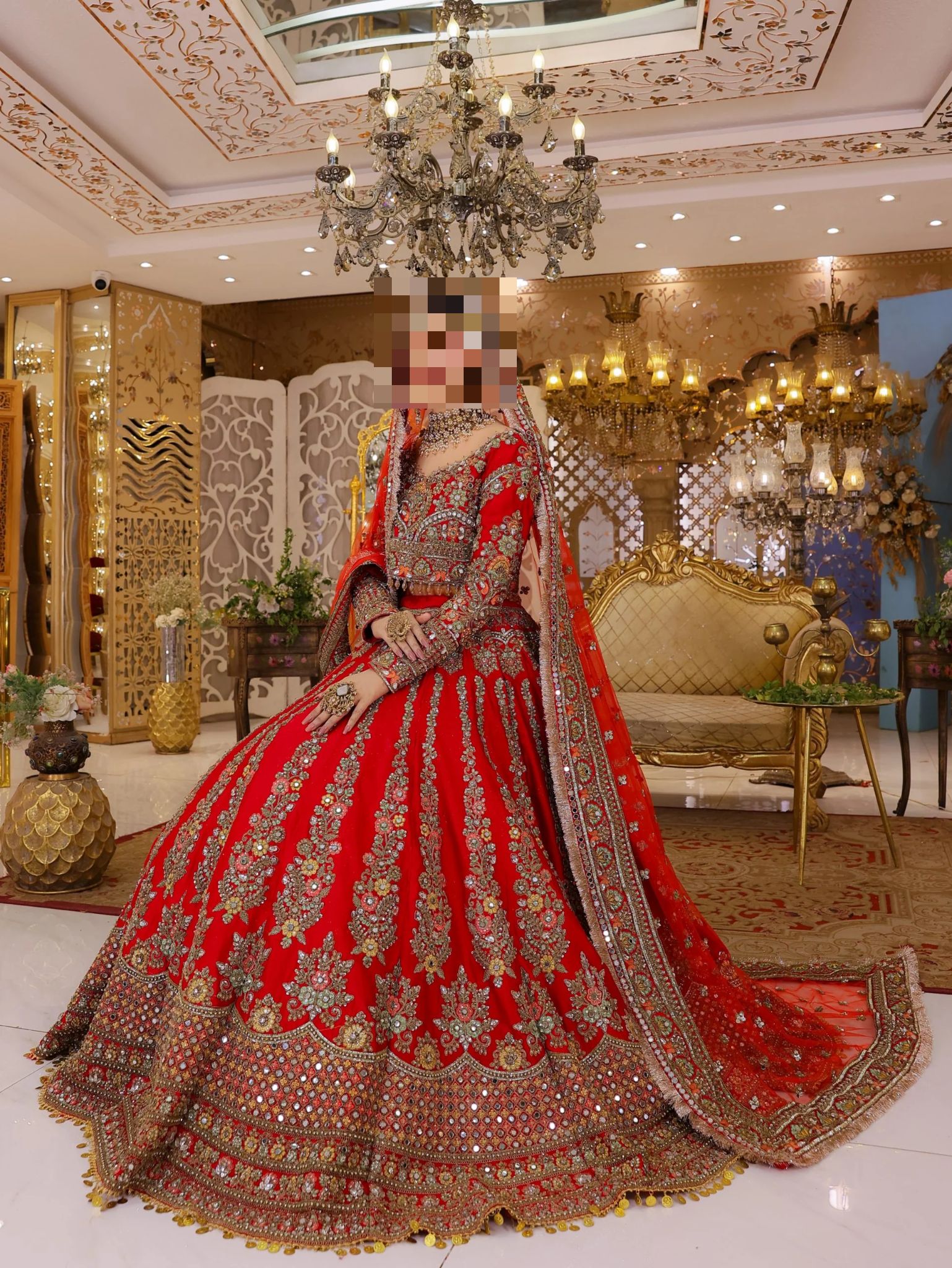 Fatima’s Jade Green & Antique Silver Wedding Dress