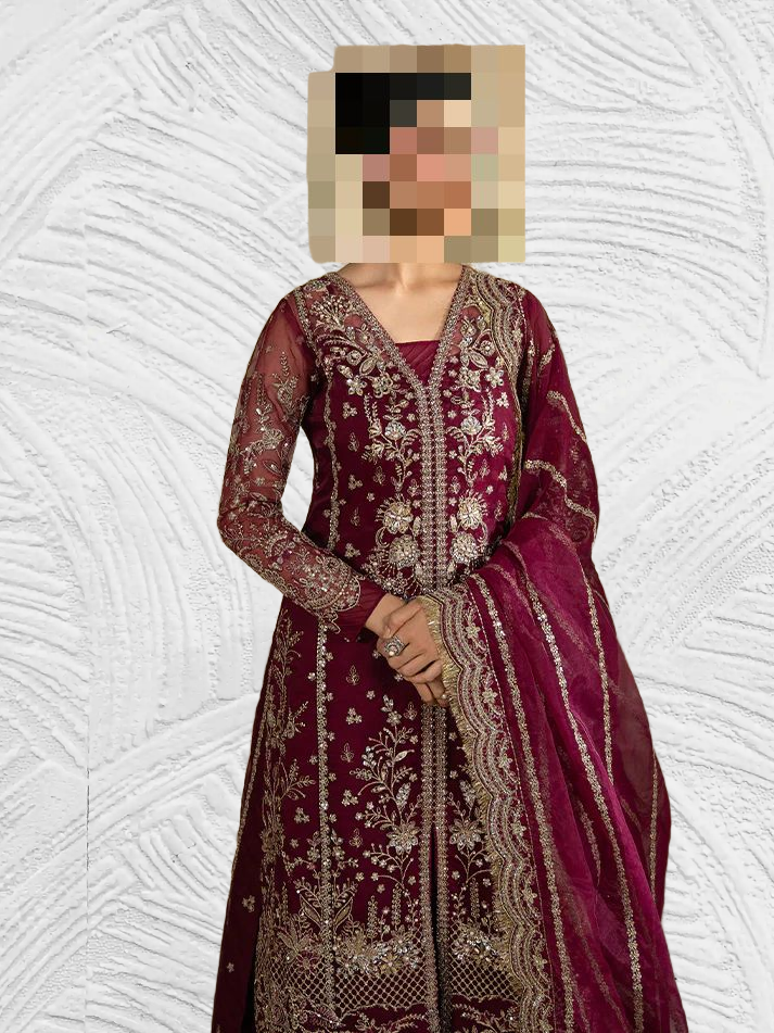 Fatima’s Luxurious Wine Maroon Wedding Dress