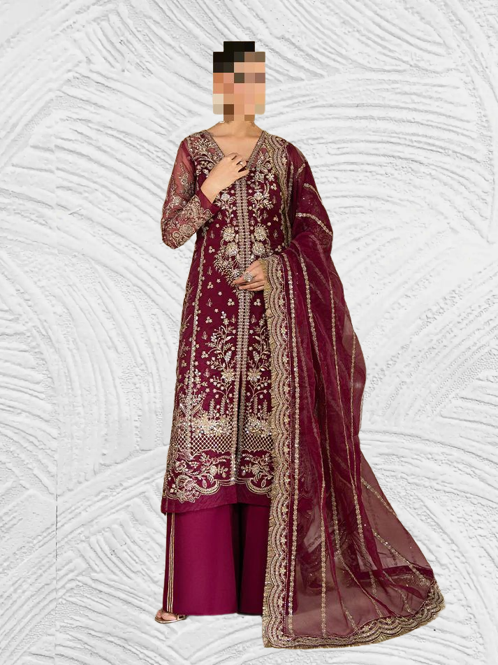 Fatima’s Luxurious Wine Maroon Wedding Dress