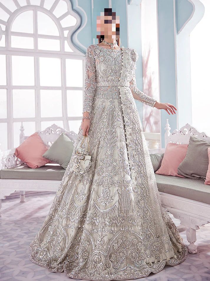 Fatima’s Majestic Silver Ivory Bridal Dress