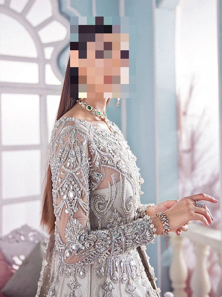Fatima’s Majestic Silver Ivory Bridal Dress