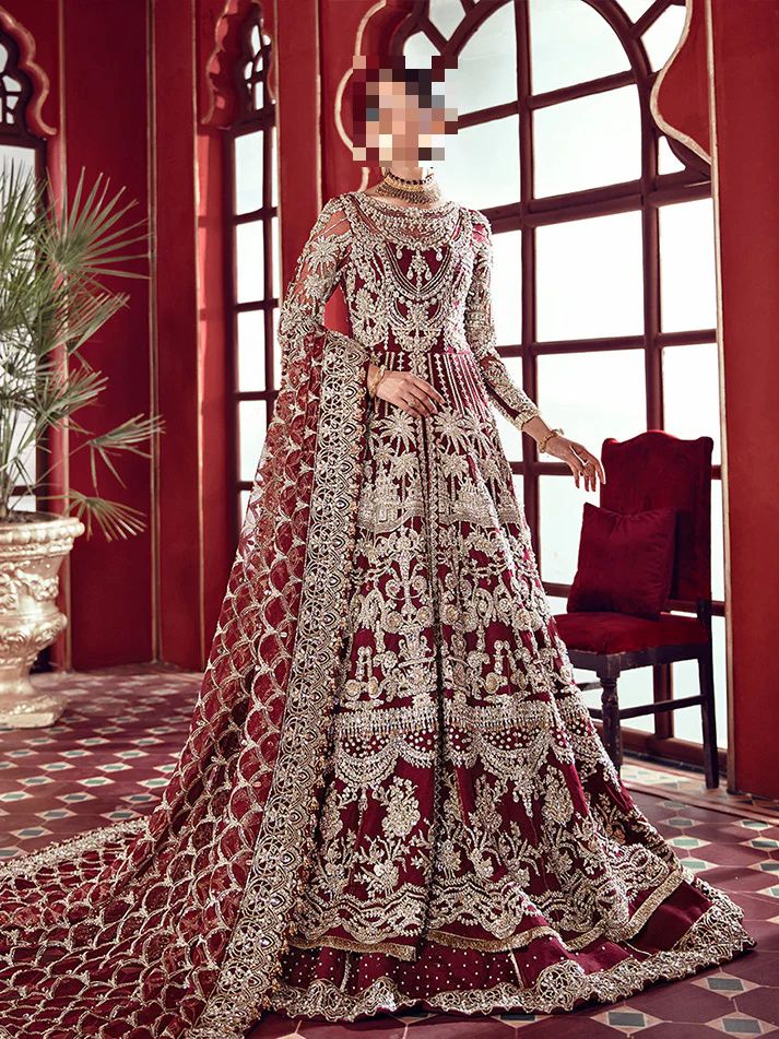 Fatima’s Opulent Bridal Maroon Bridal Dress