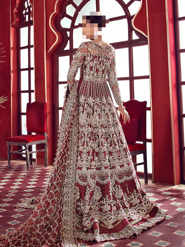 Fatima’s Opulent Bridal Maroon Bridal Dress