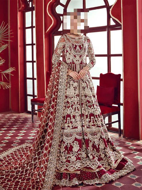 Fatima’s Opulent Bridal Maroon Bridal Dress