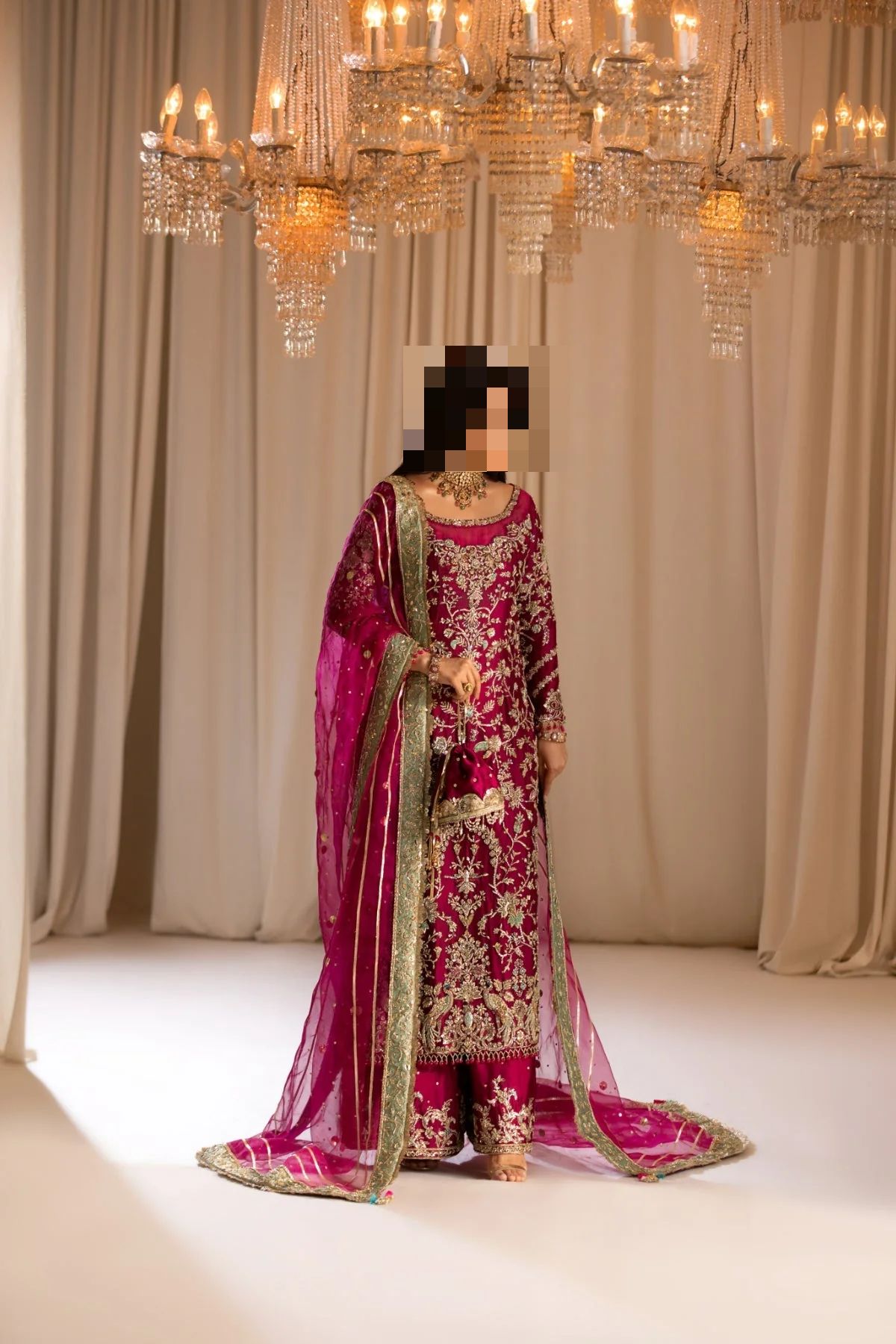 Fatima’s Opulent Deep Magenta Party Dress