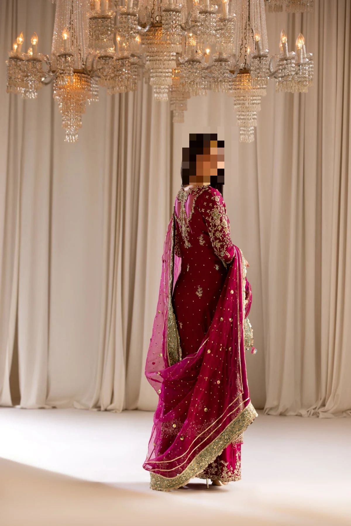 Fatima’s Opulent Deep Magenta Party Dress