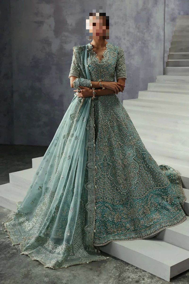 Fatima’s Radiant Aqua Blue Bridal Dress