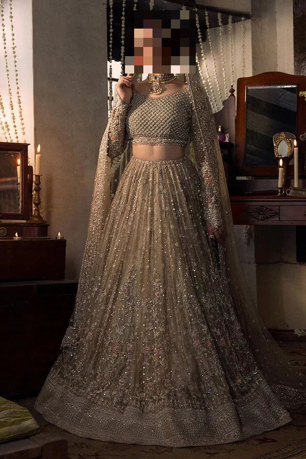 Fatima’s Regal Beige Gold Party Dress