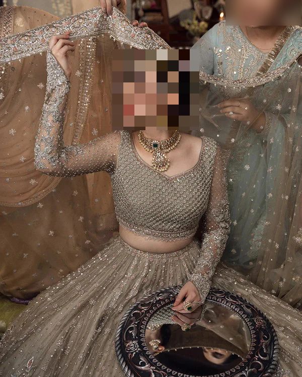 Fatima’s Regal Beige Gold Party Dress