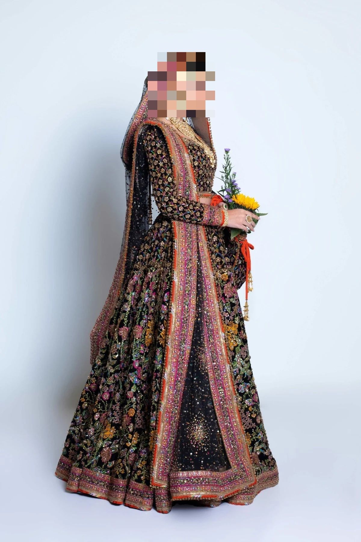 Fatima’s Regal Black & Gold Party Dress