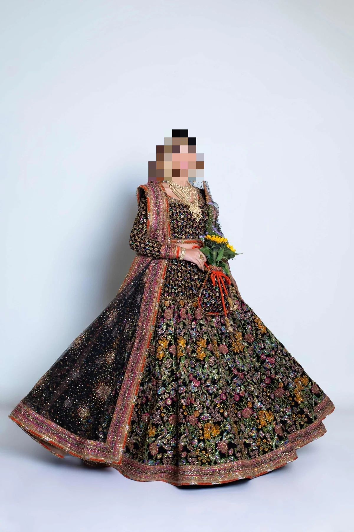 Fatima’s Regal Black & Gold Party Dress