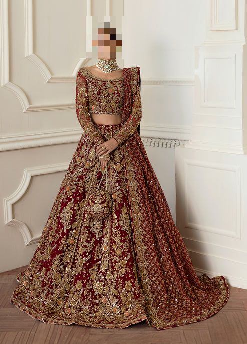 Fatima’s Regal Deep Wedding Red Bridal Dress
