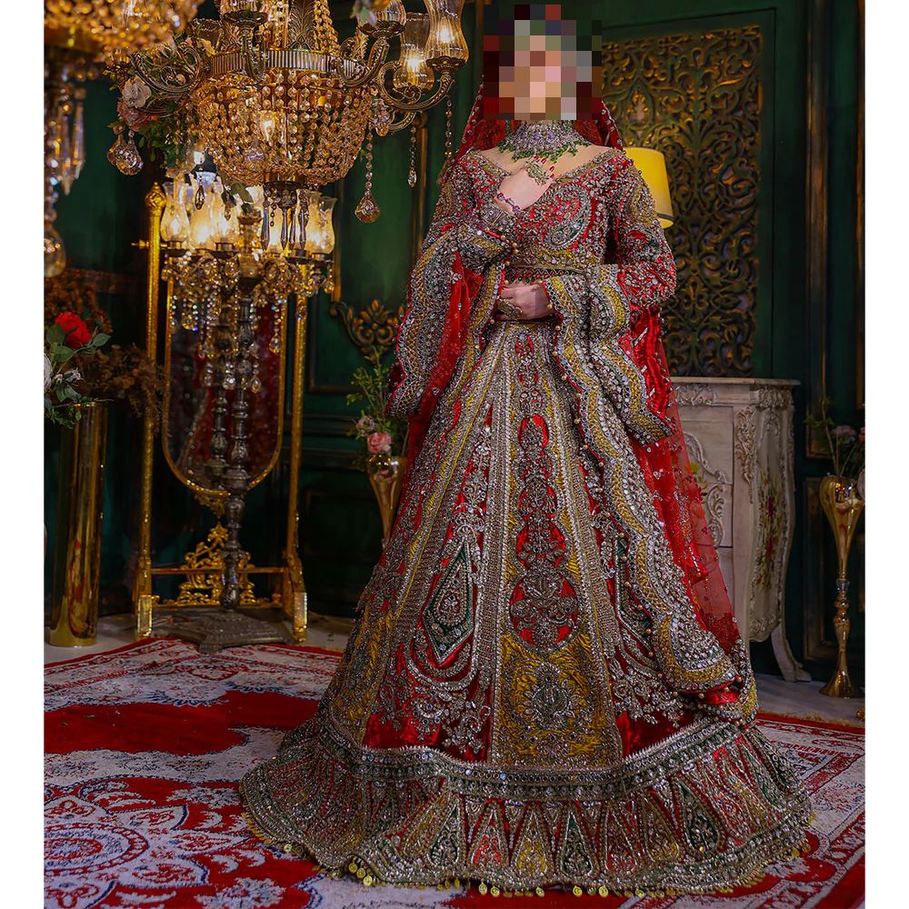 Fatima’s Ruby Red & Antique Gold Wedding Dress