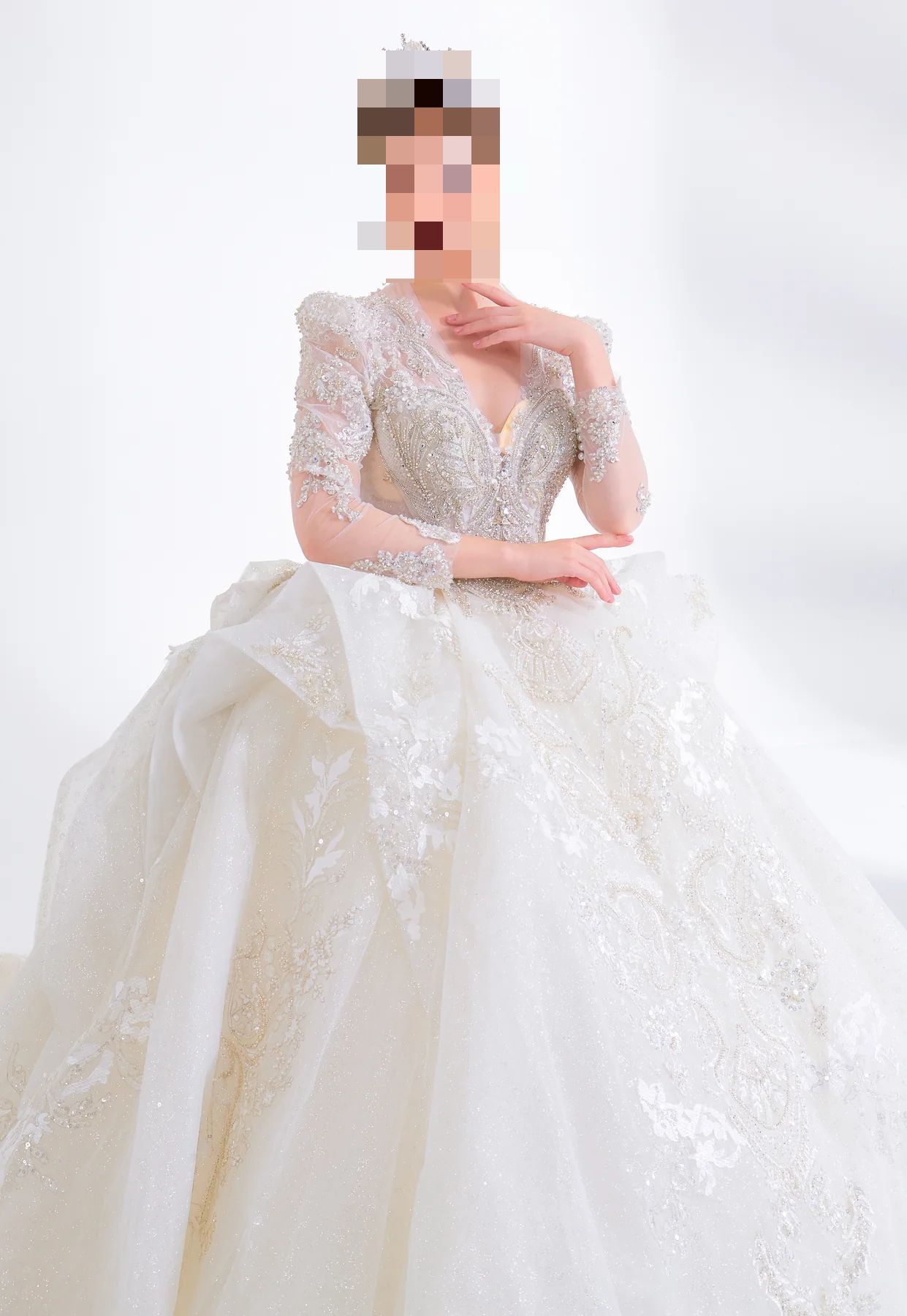 Fatima’s Silver Blue & Crystal White Bridal Dress