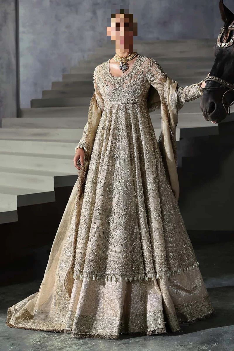 Fatima’s Soft Beige Gold Bridal Dress