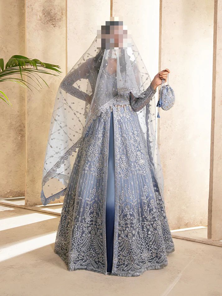 Fatima’s Soft Steel Blue Wedding Dress