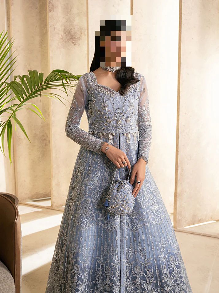 Fatima’s Soft Steel Blue Wedding Dress
