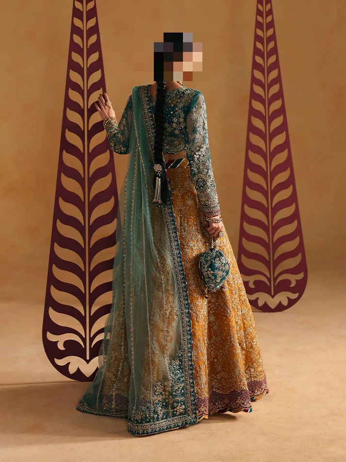 Fatima’s Teal & Mustard Gold Wedding Dress
