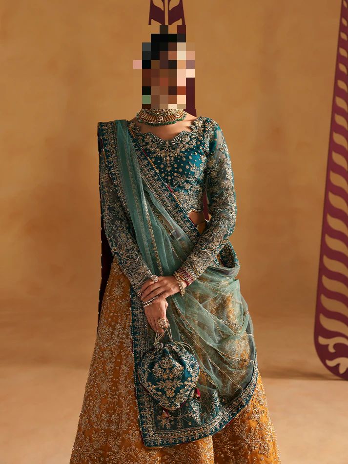 Fatima’s Teal & Mustard Gold Wedding Dress