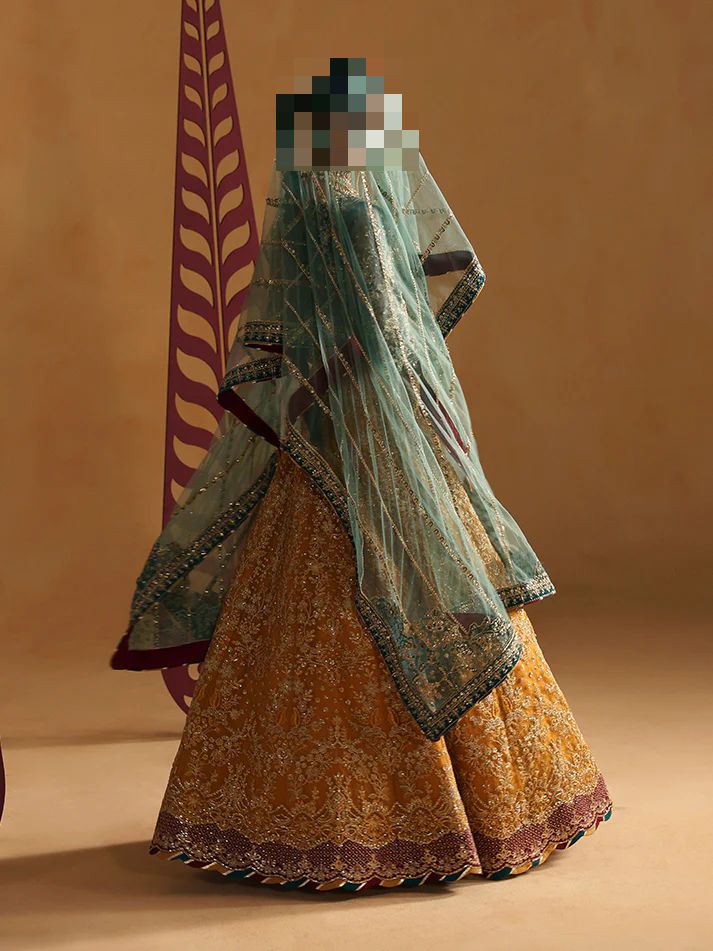 Fatima’s Teal & Mustard Gold Wedding Dress