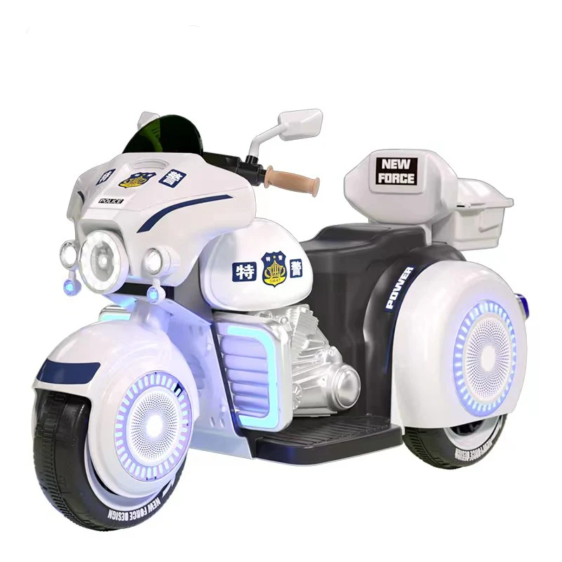 Police themed ride-on toy car for kids with flashing lights