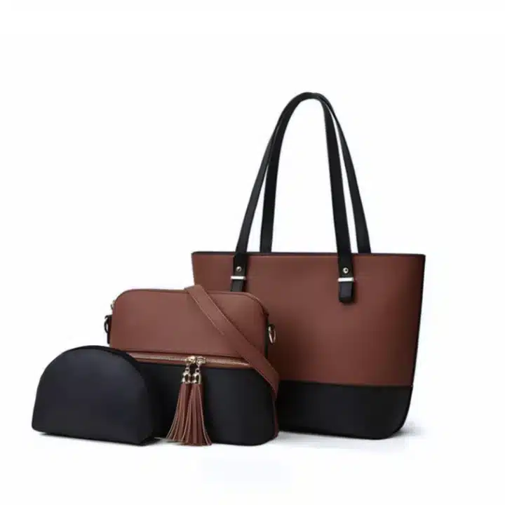 Bella Brown & Black Handbag Set