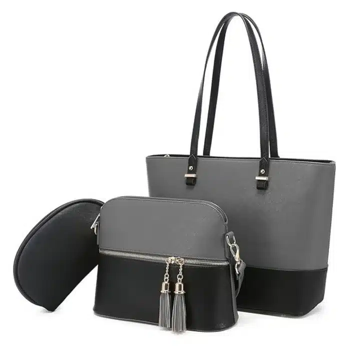 Bella Grey & Black Handbag Set