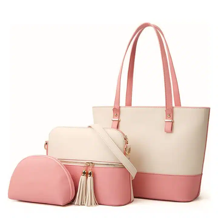 Bella Pink & Beige Handbag Set